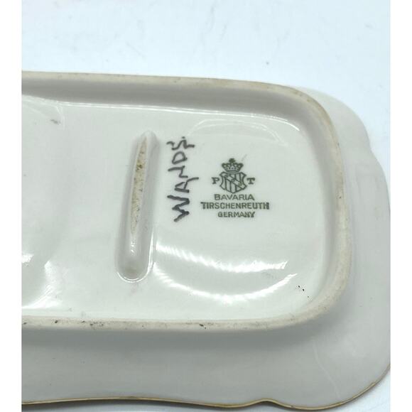 Antique Porcelain Bavaria Tirschenreuth Gold rim purple‎ flowers trinket dish - Picture 5 of 7